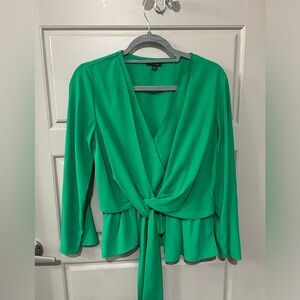 Topshop Green Wrap Top